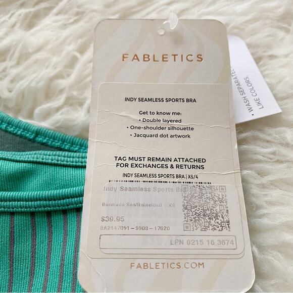 Fabletics | Indy Seamless Sports Bra One Shoulder Fitness Green Gray NWT XS - Picture 5 of 6